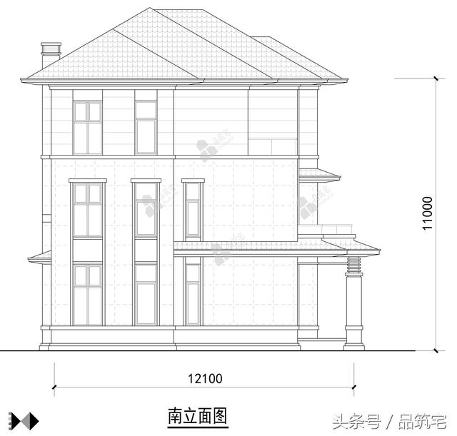 11X12三層萊特風(fēng)格小別墅設(shè)計圖，戶型方正緊湊