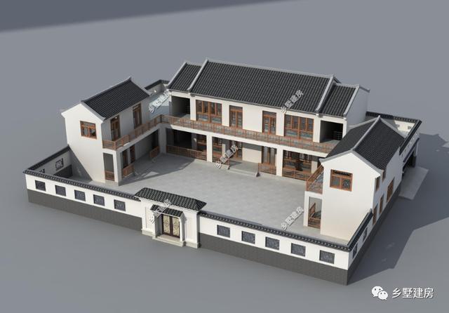 農(nóng)村自建二層四合院別墅，需要多少錢？看完這套圖紙借錢都得建