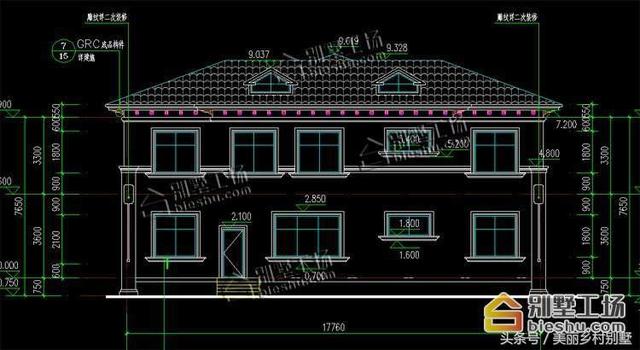 17.76X14.16m農(nóng)村四間二層簡歐別墅戶型圖，一個字漂亮