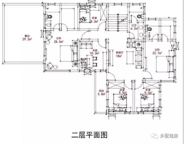 新中式兩層半自建房設(shè)計(jì)圖，老人房+微景觀天臺+庭院