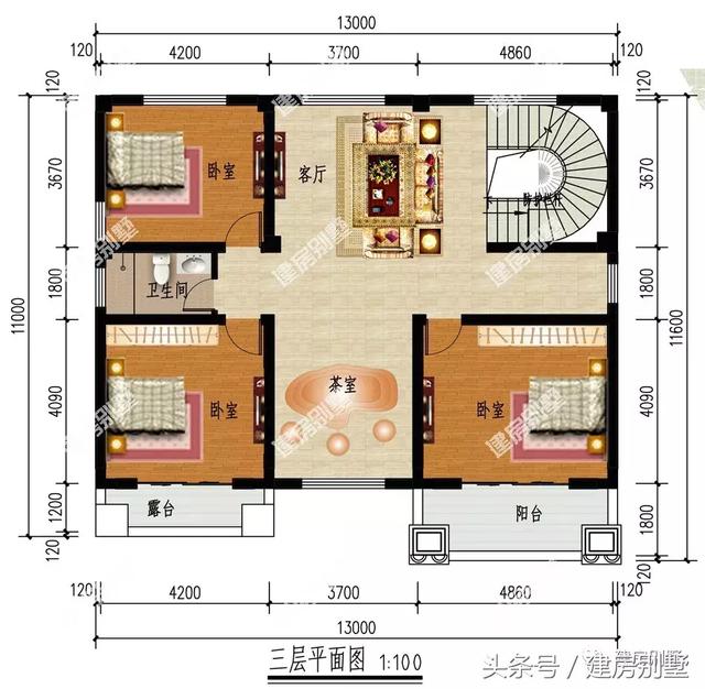 4棟面寬13米的三層樓房圖，隨便選一棟建都讓人羨慕