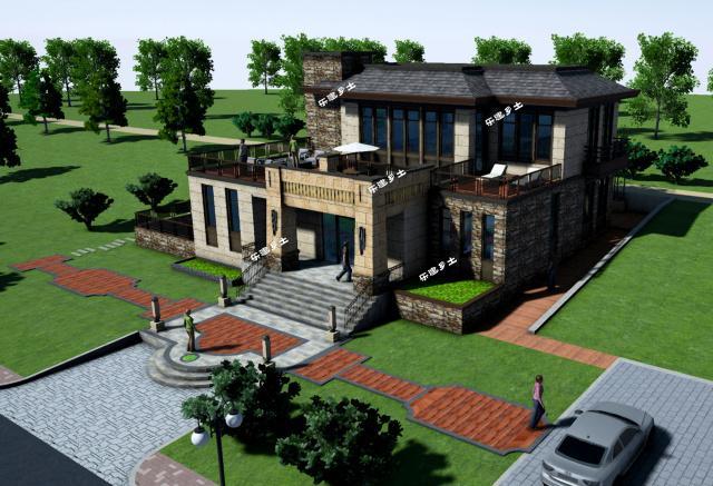 17x15米二層帶下沉式庭院新中式別墅全套圖紙分享！