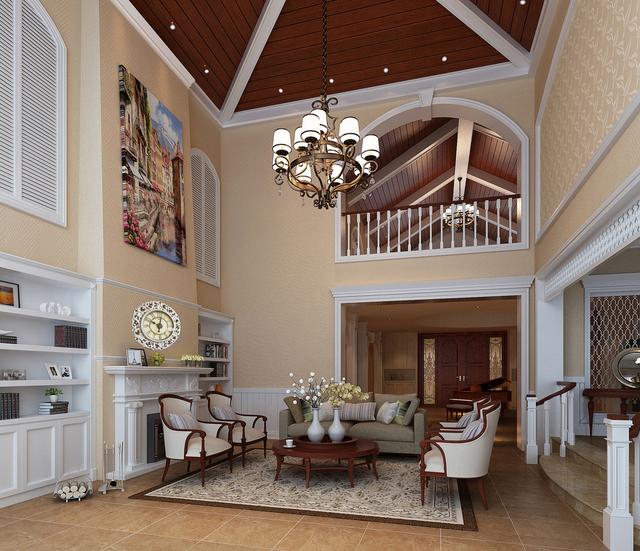 一進屋被旋轉樓梯吸引了，鄭州330平別墅真是太美啦！