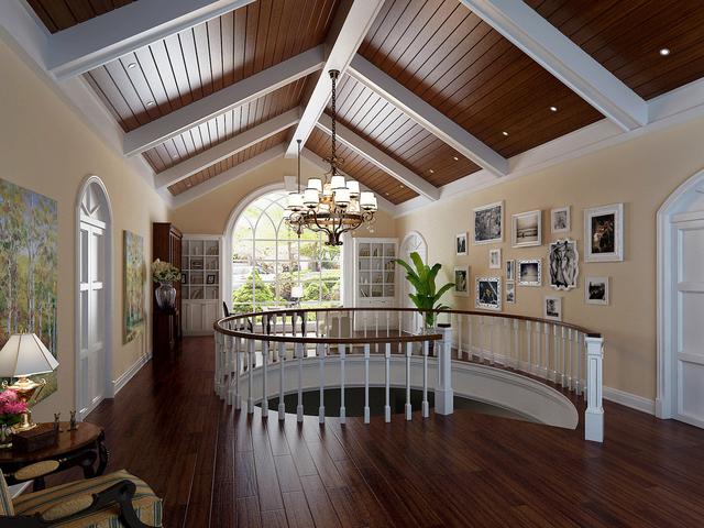 一進屋被旋轉樓梯吸引了，鄭州330平別墅真是太美啦！