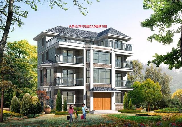 30萬(wàn)建4層單家獨(dú)院式別墅！坡屋面形式鏤空欄桿以及八角窗運(yùn)用！