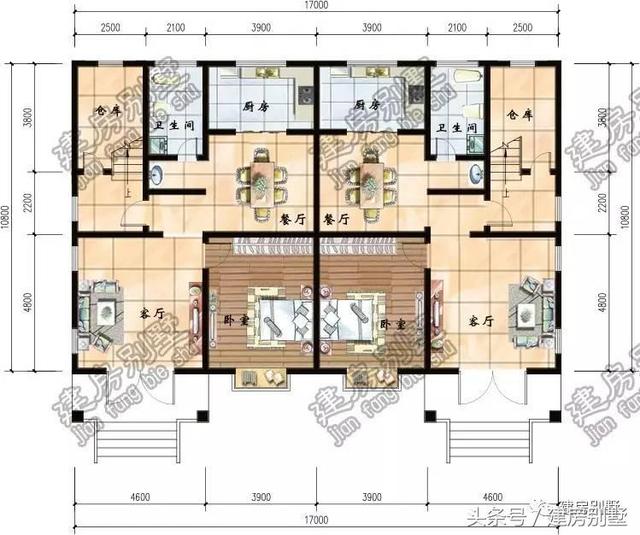 兩套兄弟雙拼農(nóng)村別墅圖紙，一個家族的興盛象征