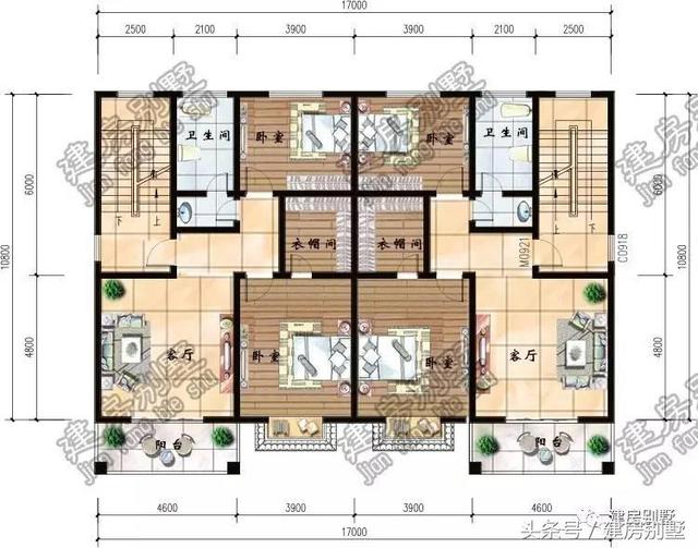 兩套兄弟雙拼農(nóng)村別墅圖紙，一個家族的興盛象征