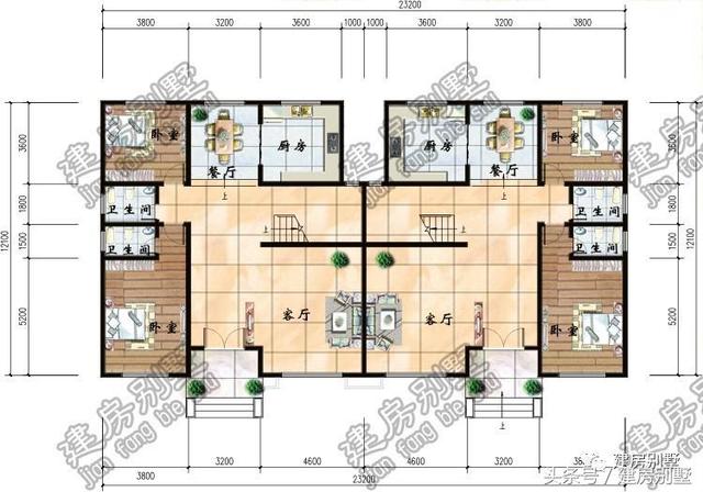 兩套兄弟雙拼農(nóng)村別墅圖紙，一個家族的興盛象征