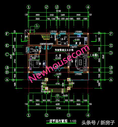 12.44×9.54三層別墅施工圖、效果圖！