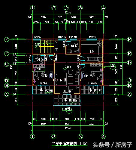 12.44×9.54三層別墅施工圖、效果圖！