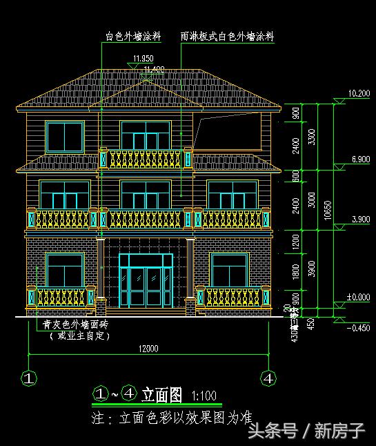 12.44×9.54三層別墅施工圖、效果圖！