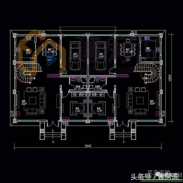 兄弟齊心，聯(lián)手建別墅！大氣歐式雙拼別墅帶車庫(kù)戶型