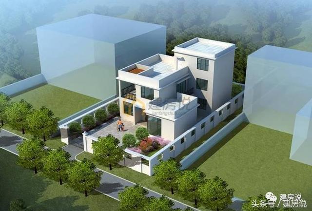 帶庭院三層現(xiàn)代風(fēng)格農(nóng)村別墅戶型，平屋頂竟然也這么漂亮