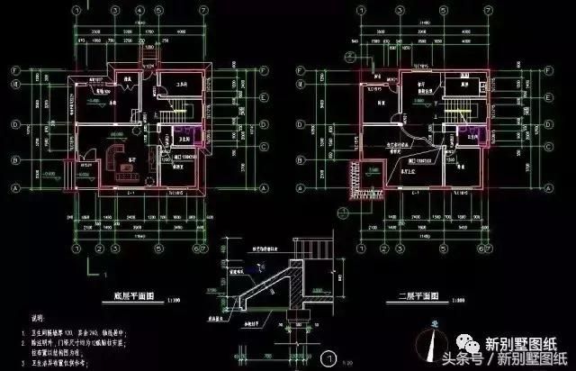 5套農(nóng)村實用小別墅戶型，二三層都有，附各套平面圖
