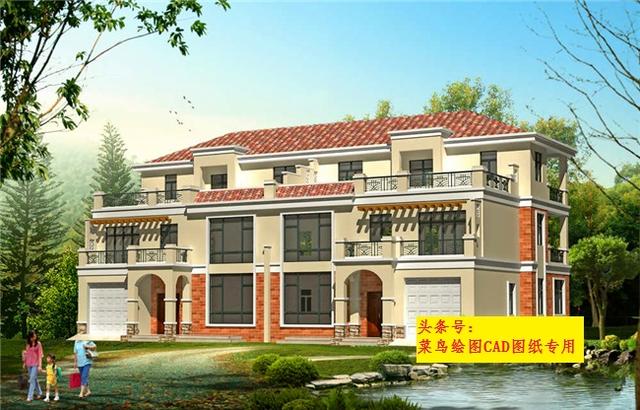 39萬建雙拼（單戶）別墅，2套造型方案、高檔大氣帶車庫(kù)大露臺(tái)