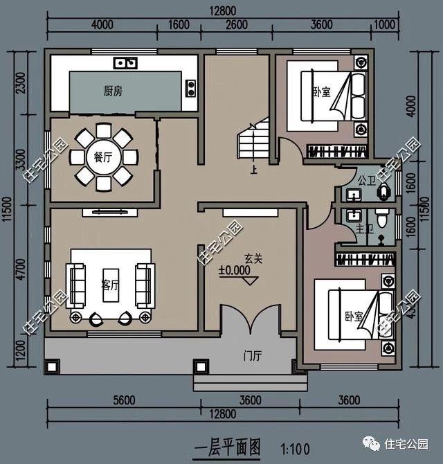 小戶型農(nóng)村別墅設(shè)計(jì)圖，吧間露臺(tái)書(shū)房寵物間一應(yīng)俱全，簡(jiǎn)單大方
