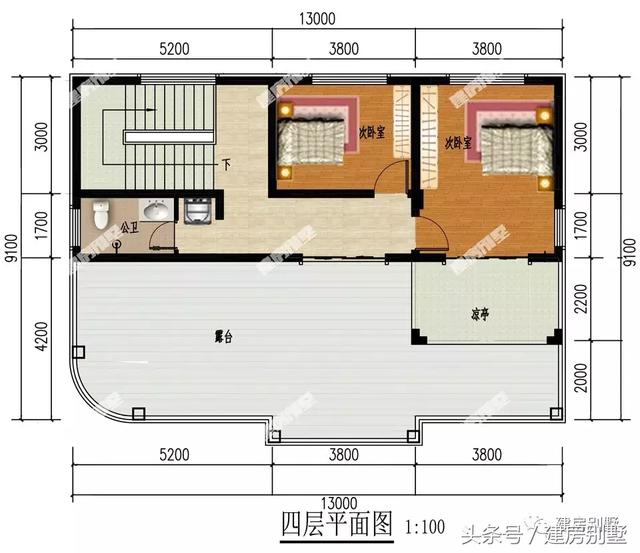 四層帶大露臺的別墅設(shè)計圖，戶型通透，令人羨慕的住宅樓