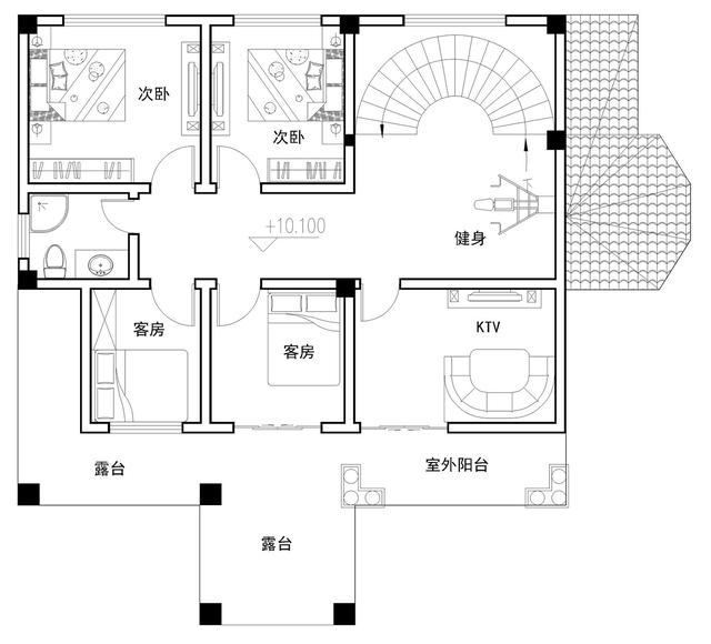 易蓋房圖紙：12X11米農(nóng)村別墅，挑空客廳+旋轉(zhuǎn)樓梯，戶型棒