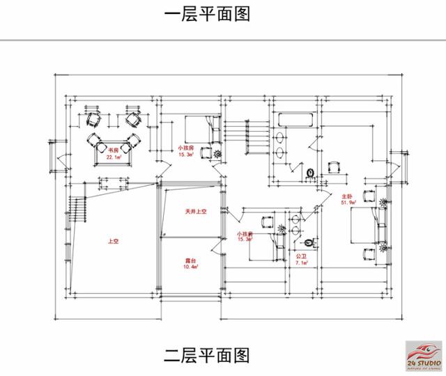 內有天井上有天窗的二層別墅——24建筑設計案例