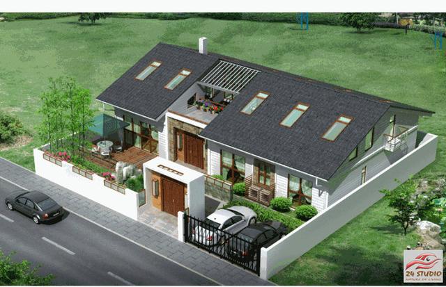 內有天井上有天窗的二層別墅——24建筑設計案例