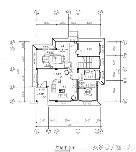占地122平米的三層別墅方案