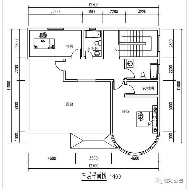 12X11米農(nóng)村3層別墅，落地窗設(shè)計帶露臺，30萬自建！