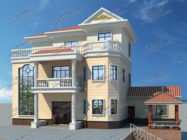 農(nóng)村自建三層田園別墅，18.8X9.8米別墅設(shè)計(jì)圖帶獨(dú)立廚房