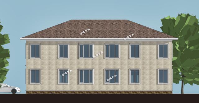 19.2x11.9米農(nóng)村二層簡歐雙拼別墅，大露臺+車庫