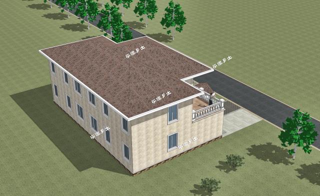 19.2x11.9米農(nóng)村二層簡歐雙拼別墅，大露臺+車庫