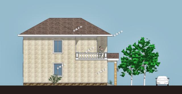 19.2x11.9米農(nóng)村二層簡歐雙拼別墅，大露臺+車庫