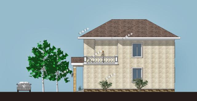 19.2x11.9米農(nóng)村二層簡歐雙拼別墅，大露臺+車庫