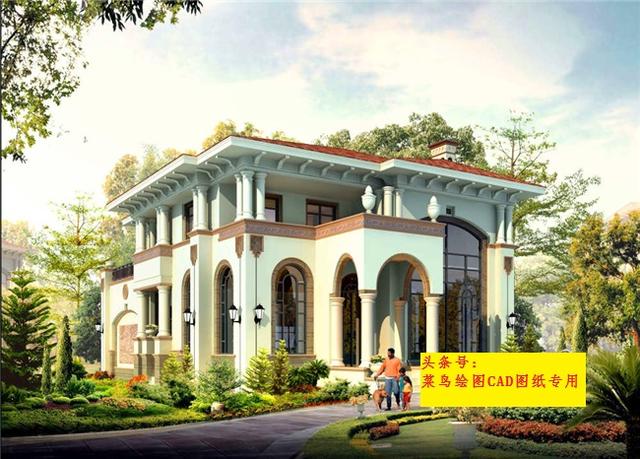 24萬建2層別墅！歐式別墅八角亭外觀設(shè)計(jì)，帶玄關(guān)、陽臺(tái)、露臺(tái)