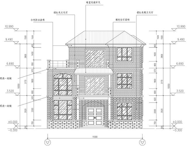 23萬農(nóng)村獨(dú)棟三層豪華小別墅11x10米設(shè)計圖