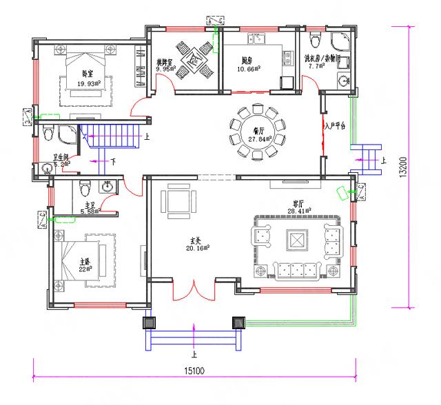 三層全套Cad別墅施工圖現(xiàn)代時(shí)尚四面開窗 3廳11室5衛(wèi)15×13帶多功能房棋牌室