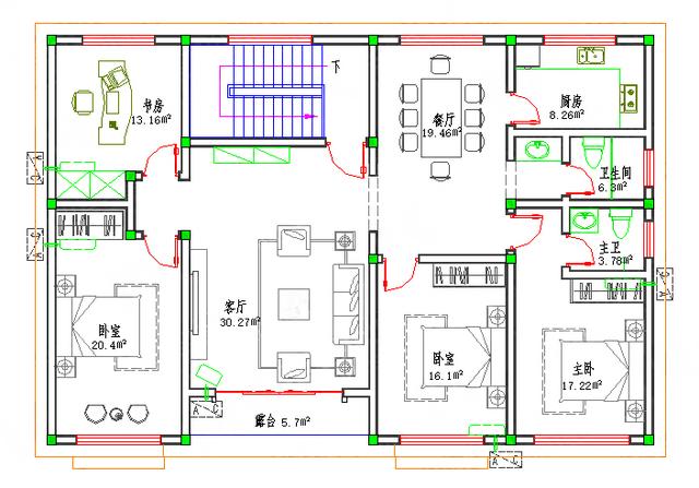 三層農(nóng)村自建房設(shè)計(jì)圖外觀簡(jiǎn)約時(shí)尚施工簡(jiǎn)單，有多個(gè)飄窗帶車庫(kù)主臥套間
