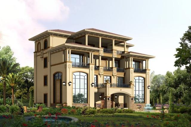 村長(zhǎng)家的豪華歐式別墅，和鄰居家的土別墅真是沒法比！圖紙齊全！