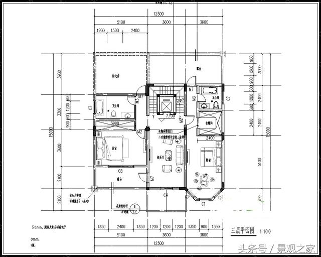 247平方米農村三層別墅設計圖 框架結構