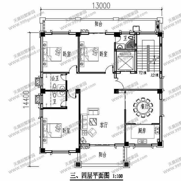 13X14.4米別墅設(shè)計(jì)圖，6層設(shè)計(jì)，農(nóng)村自建房也能高大上！