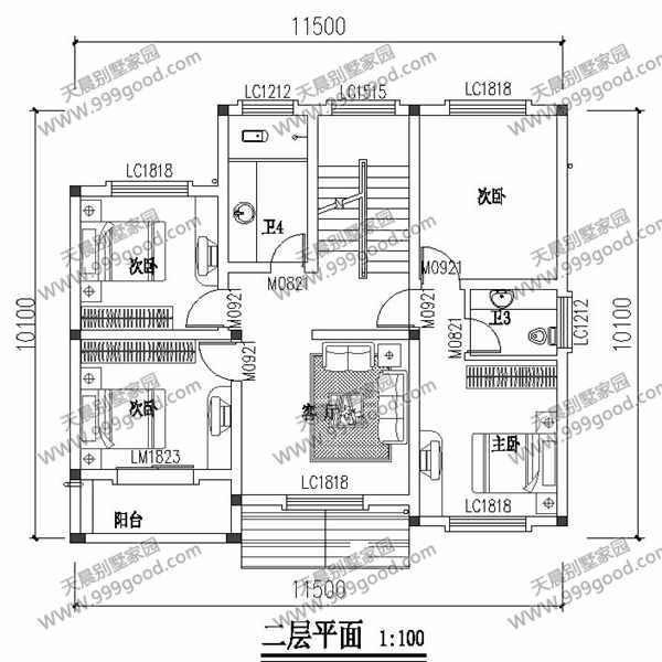 11.5X10.1米農(nóng)村別墅設(shè)計圖，布局實用，造價經(jīng)濟(jì)！