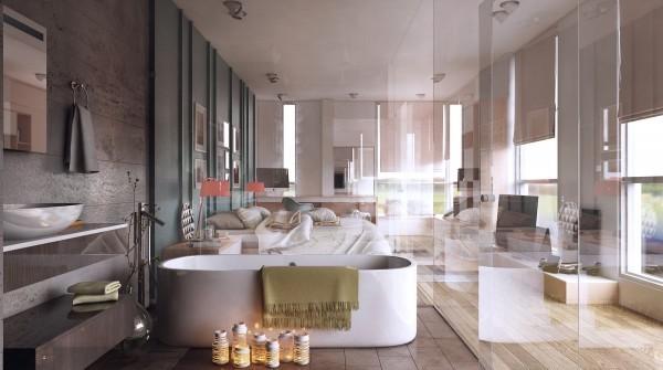 外國的浴室造在這種地方，太露了