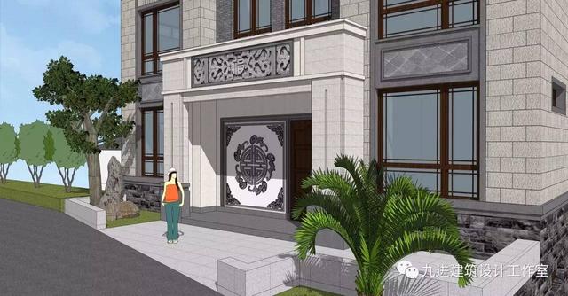 隱在山嶺川谷之中的徽式新民宅，雙大門高低層豪華休閑別墅