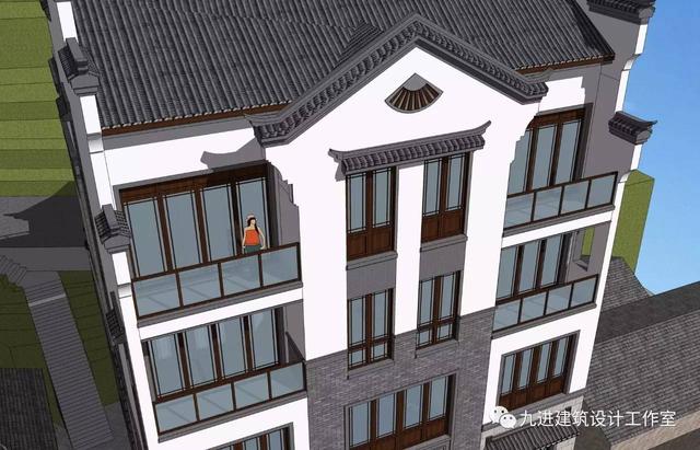 隱在山嶺川谷之中的徽式新民宅，雙大門高低層豪華休閑別墅