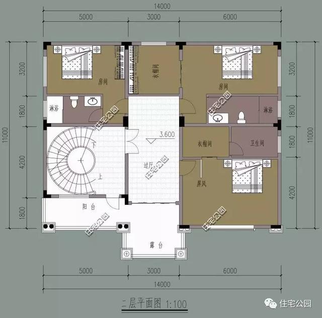 12X14米三層田園歐式別墅，旋轉(zhuǎn)樓梯帶大露臺，好看又實用！