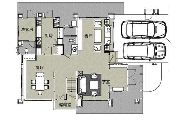 2層時(shí)尚別墅，3個(gè)套間，還有客廳、茶室！