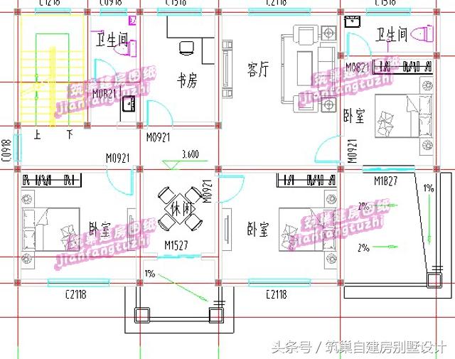 帶車庫磚混結(jié)構(gòu)三層農(nóng)村自建房別墅效果圖建筑圖，戶型簡約不簡單