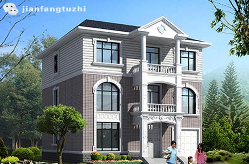 三層簡(jiǎn)約歐式框架結(jié)構(gòu)農(nóng)村自建房圖紙，易施工45萬3廳6室12×12帶車庫活動(dòng)室