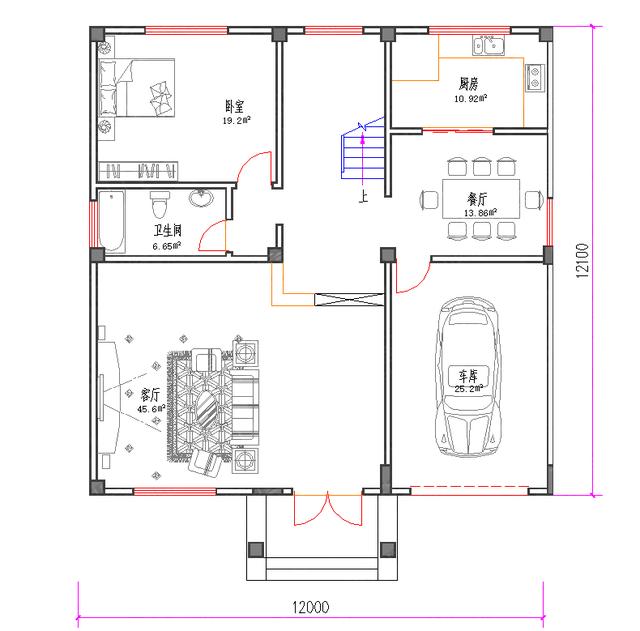 三層簡(jiǎn)約歐式框架結(jié)構(gòu)農(nóng)村自建房圖紙，易施工45萬3廳6室12×12帶車庫活動(dòng)室