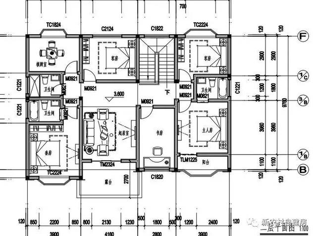 15x10米二層農(nóng)村別墅設(shè)計(jì)圖，8間臥室，含平面圖和立面圖