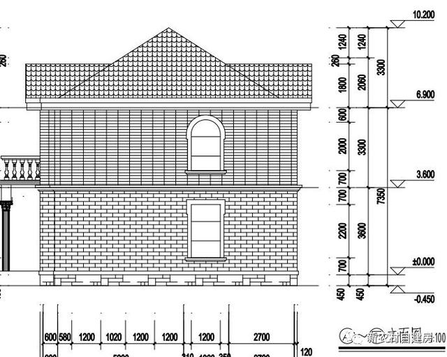 15x10米二層農(nóng)村別墅設(shè)計(jì)圖，8間臥室，含平面圖和立面圖