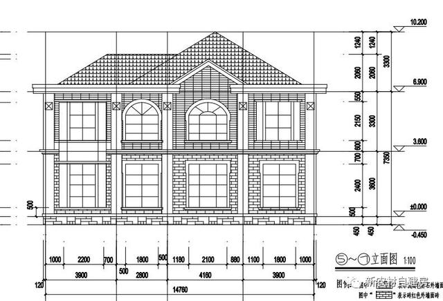 15x10米二層農(nóng)村別墅設(shè)計(jì)圖，8間臥室，含平面圖和立面圖